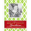 Diamond Ikat Holly Printable Holiday Photo Card - Green and Red